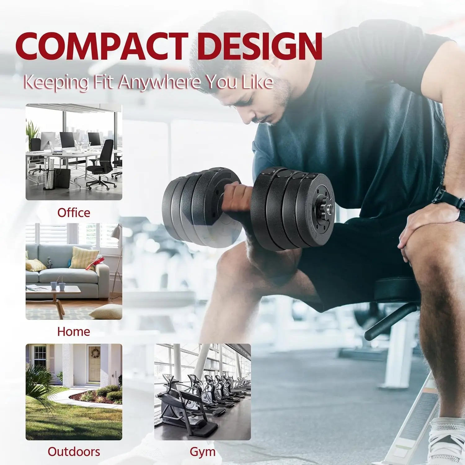 Adjustable Dumbbell Weight Set Yaheetech Fitness Exercise Home Equipment