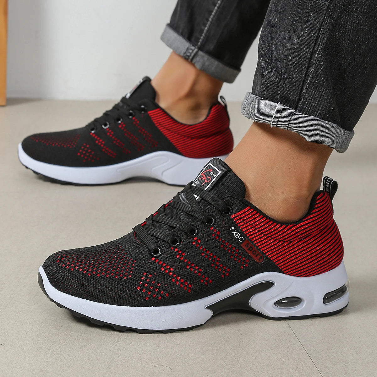 Men’s Breathable Lace-Up Running Sneakers Non-Slip Pillow Comfort Shoes
