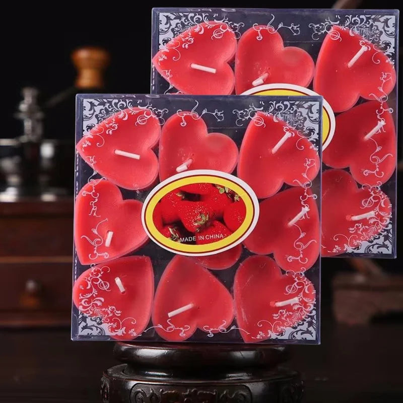 9pcs Heart-Shaped Scented Tea Light Candles Romantic Gift Set Decor