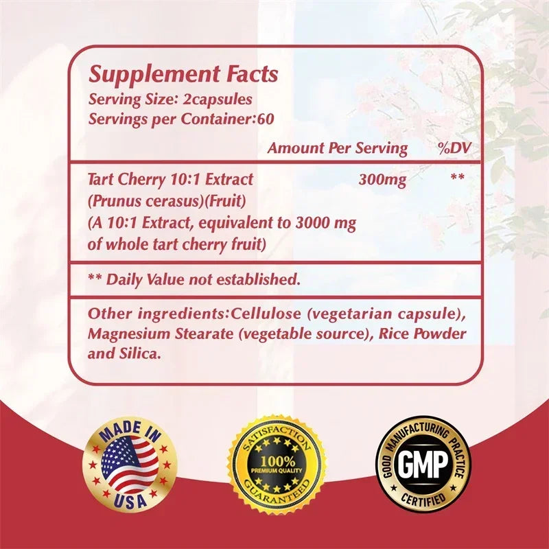 Tart Cherry Capsules 3000mg Joint Support Muscle Recovery Supplement