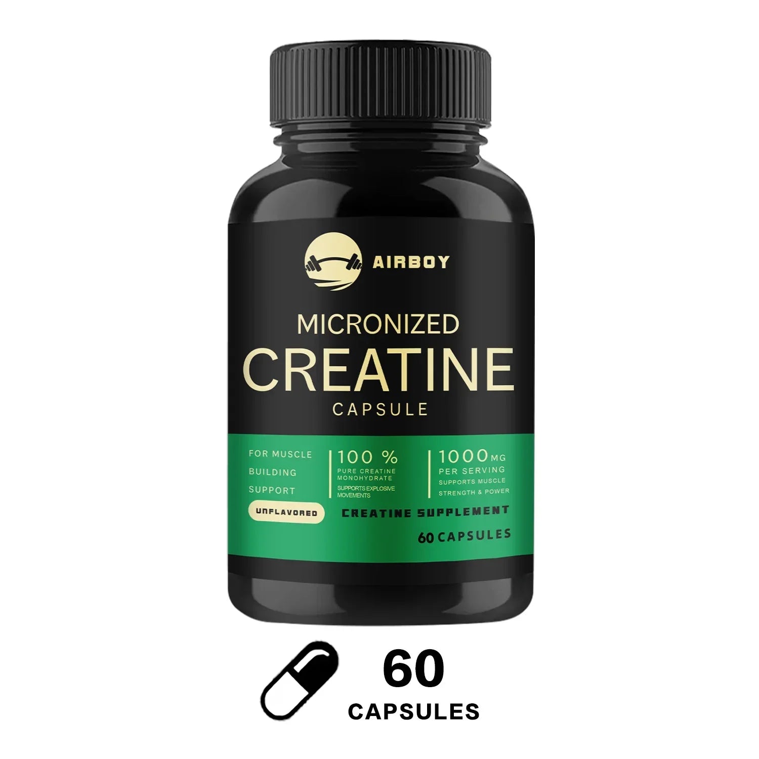 Creatine Monohydrate Capsules Strength Muscle Performance Supplement