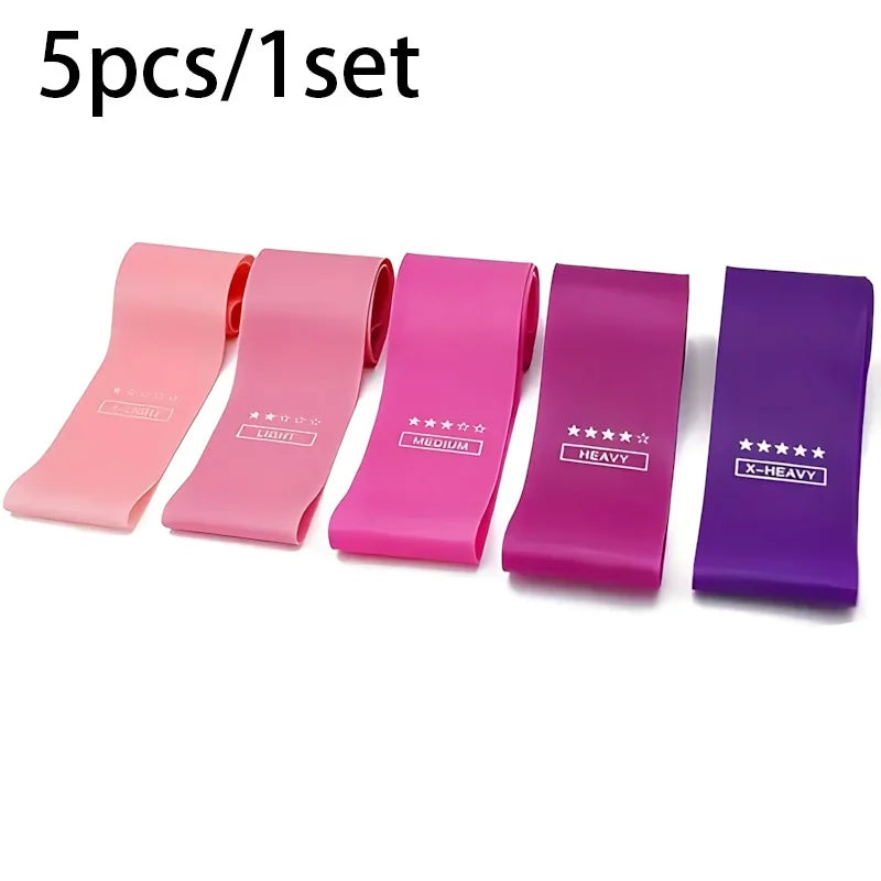 5-Piece Latex Resistance Bands Loop Set for Strength Training Home Travel