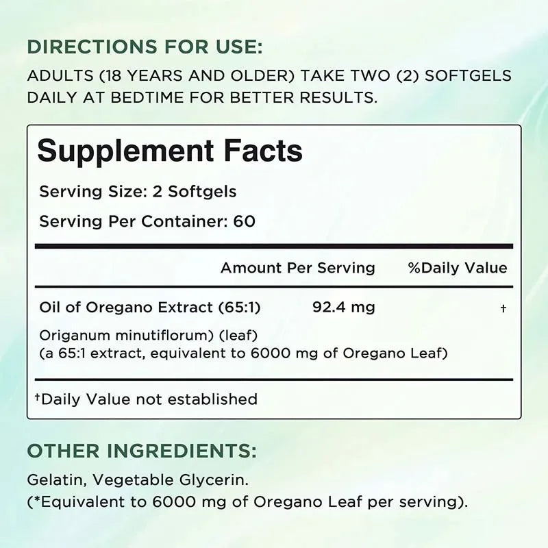 Oil of Oregano Capsules Herbal Antioxidant Digestive Health Supplement
