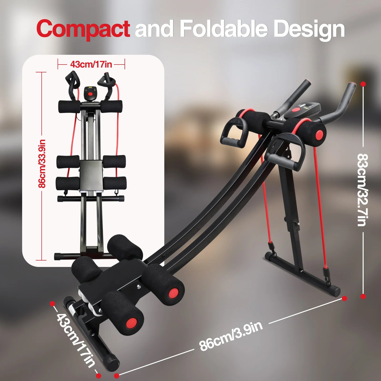 Foldable Ab Workout Machine – Core Trainer with LCD Display (440lbs Capacity)