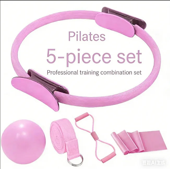 5-Piece Pilates Resistance Rings Yoga Fitness Elastic Training Set