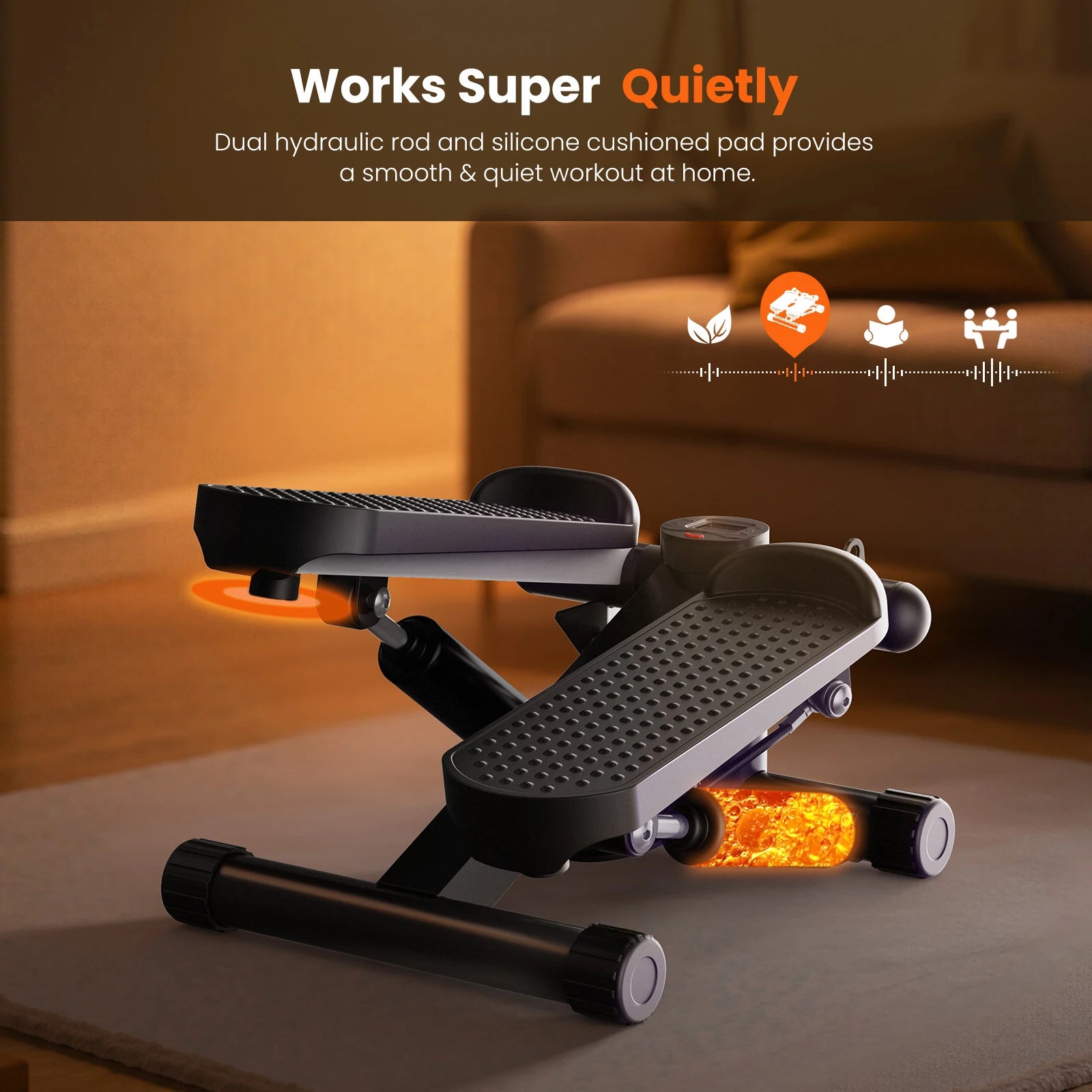 Mini Stepper with Resistance Bands Hydraulic Cardio Home Exercise Machine