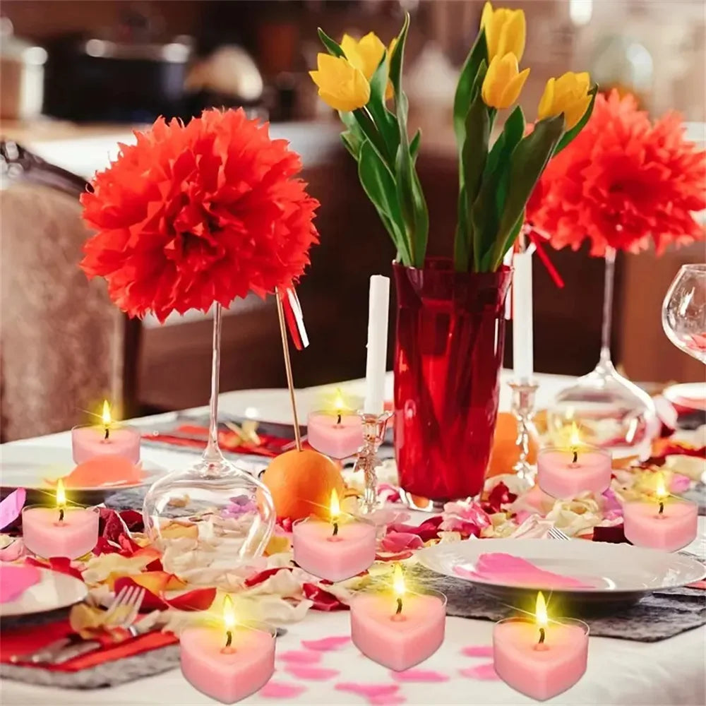 9pcs Heart-Shaped Scented Tea Light Candles Romantic Gift Set Decor