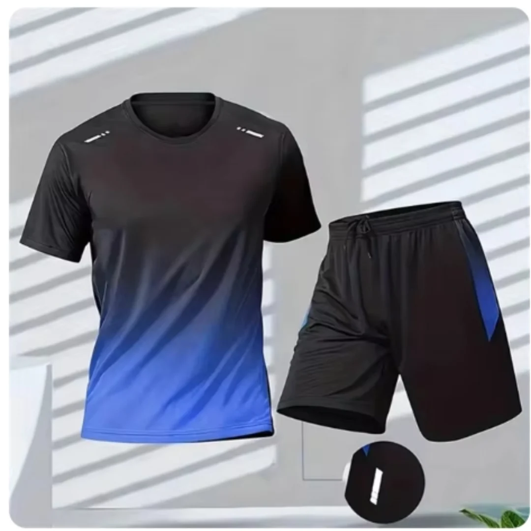 Men’s Summer Running Two-Piece Set Quick-Dry T-Shirt & Shorts Sportswear