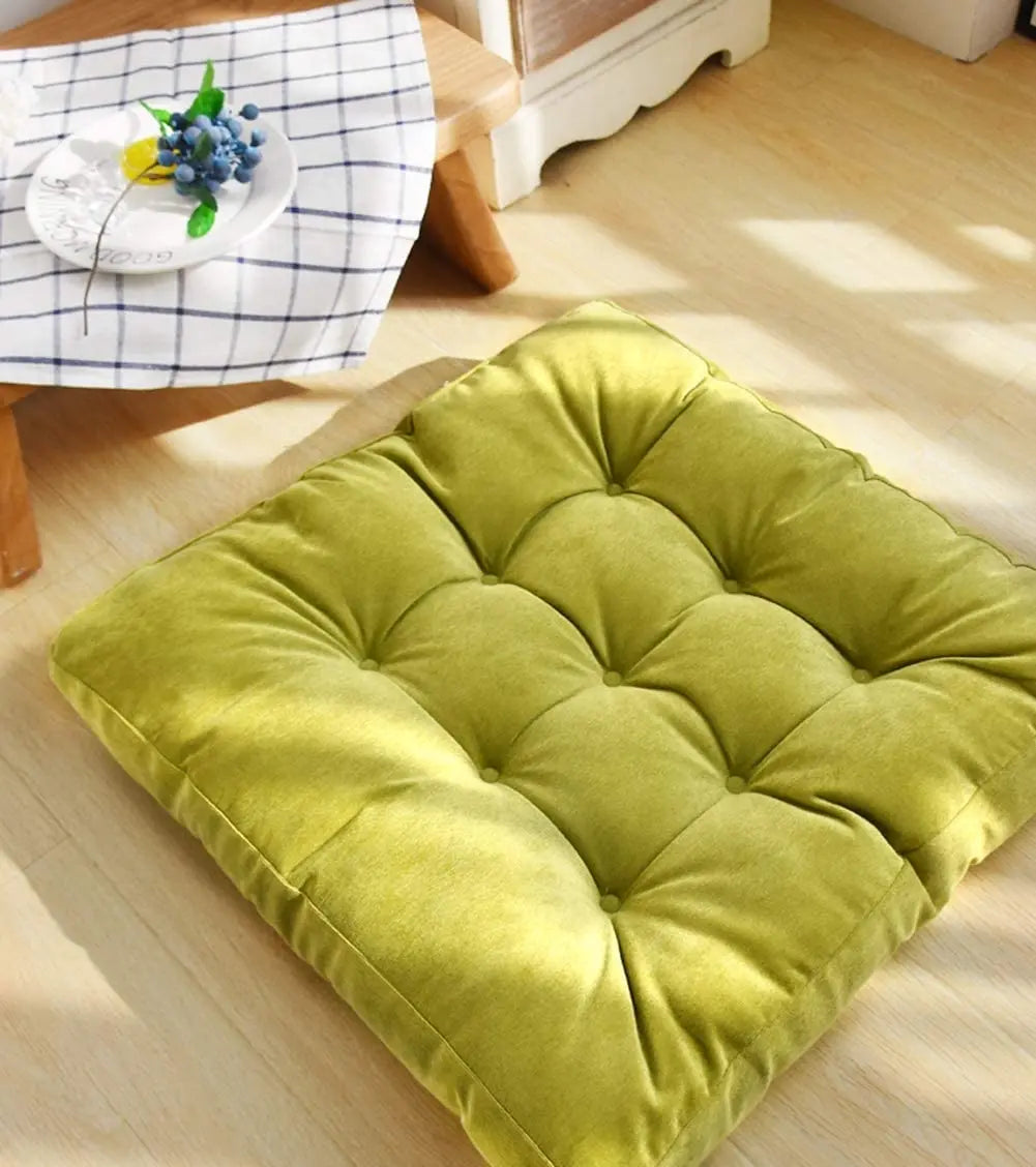 Square Floor Pillow Cushion Meditation Yoga Seating Thick Tufted Mat Pad
