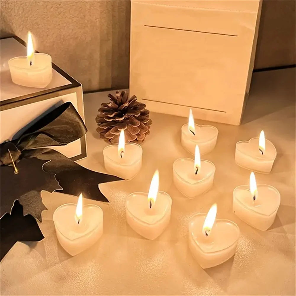 9pcs Heart-Shaped Scented Tea Light Candles Romantic Gift Set Decor