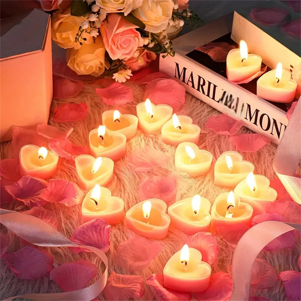 9pcs Heart-Shaped Scented Tea Light Candles Romantic Gift Set Decor