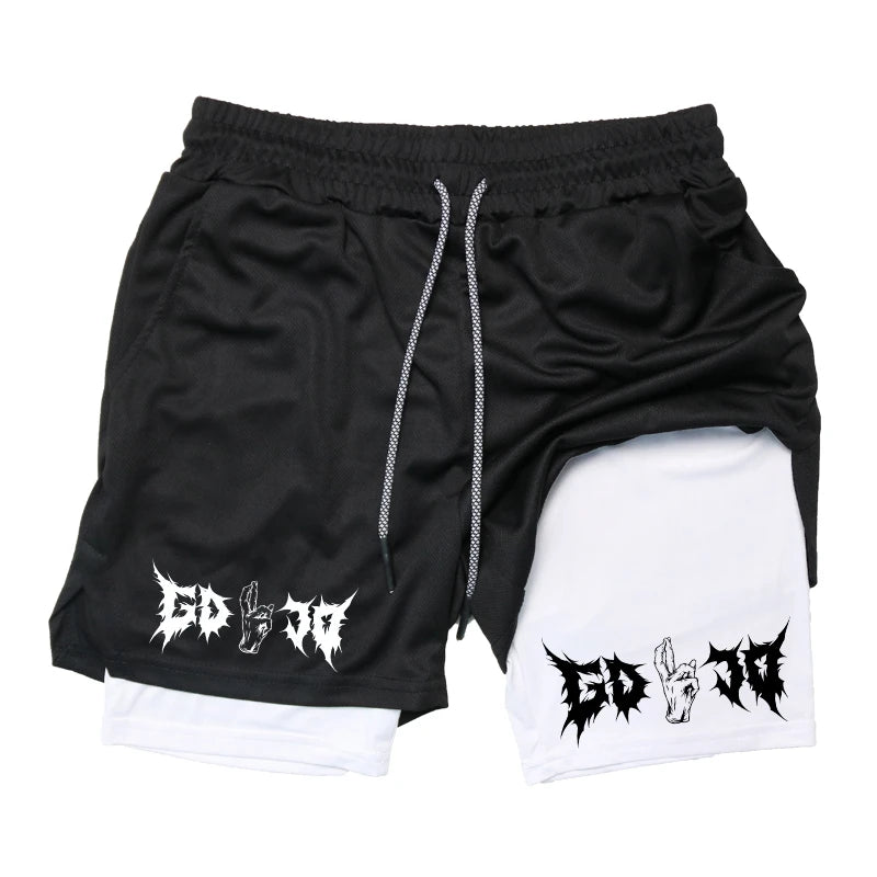 Men’s 2-in-1 Running Shorts Compression Gym Workout Phone Pocket Activewear