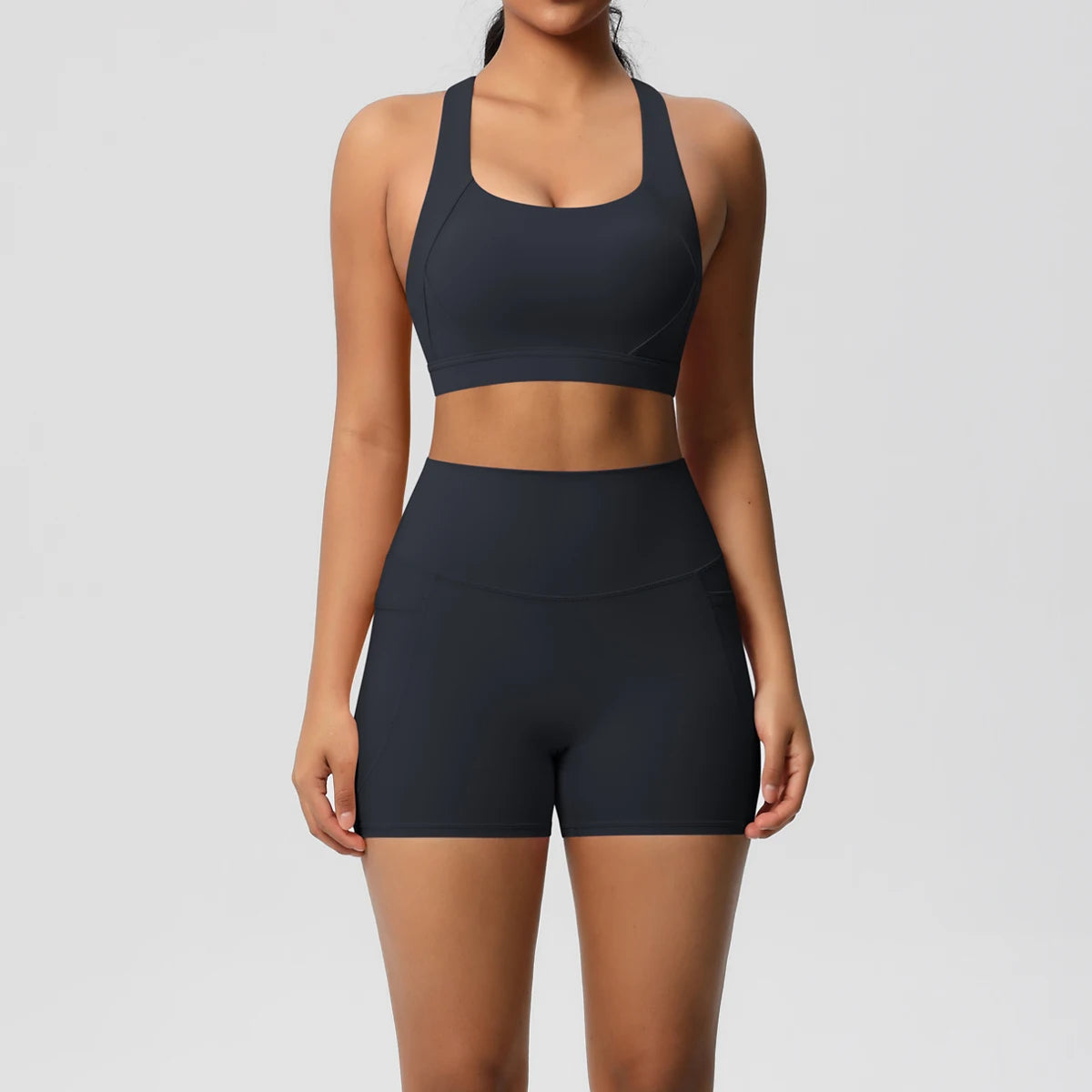 2PCS Women’s Yoga Set with Pocket Sports Bra & High Waist Leggings