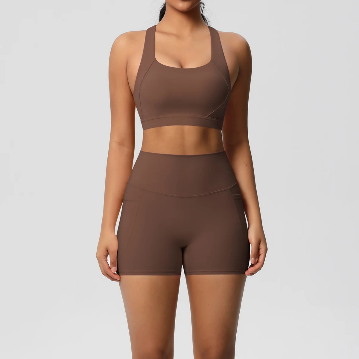 2PCS Women’s Yoga Set with Pocket Sports Bra & High Waist Leggings