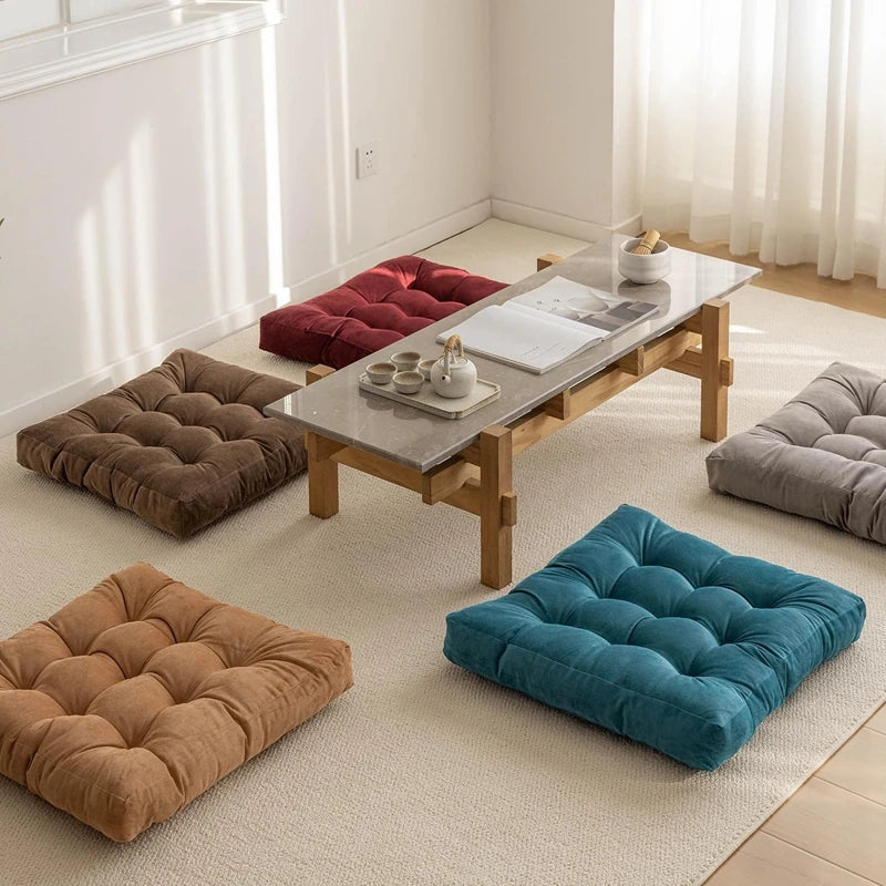 Square Floor Pillow Cushion Meditation Yoga Seating Thick Tufted Mat Pad