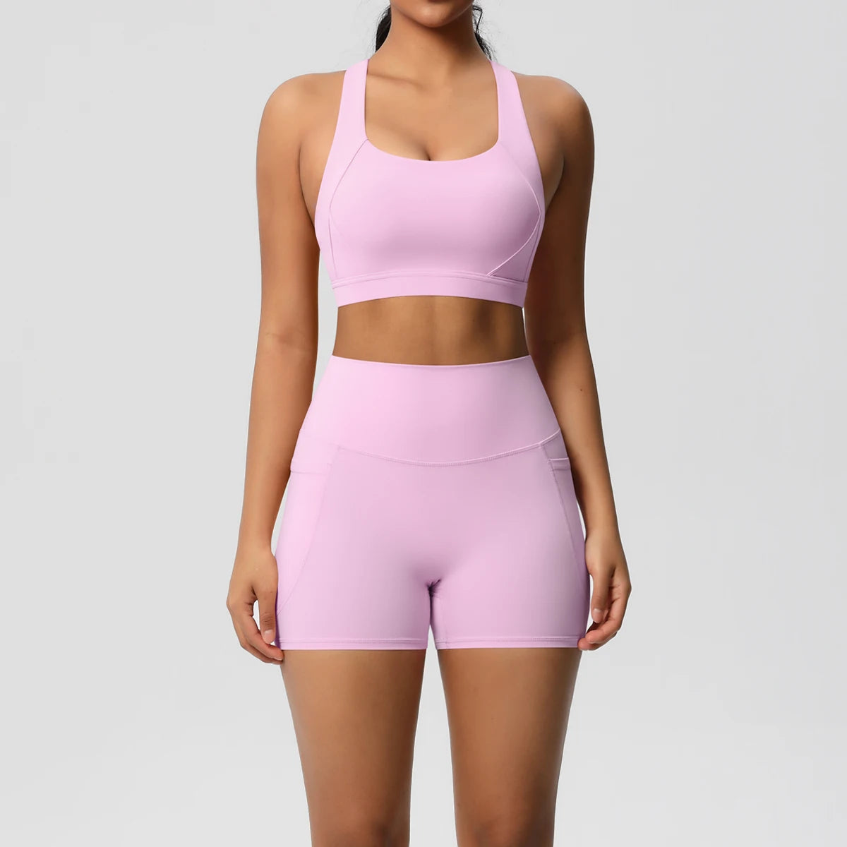 2PCS Women’s Yoga Set with Pocket Sports Bra & High Waist Leggings