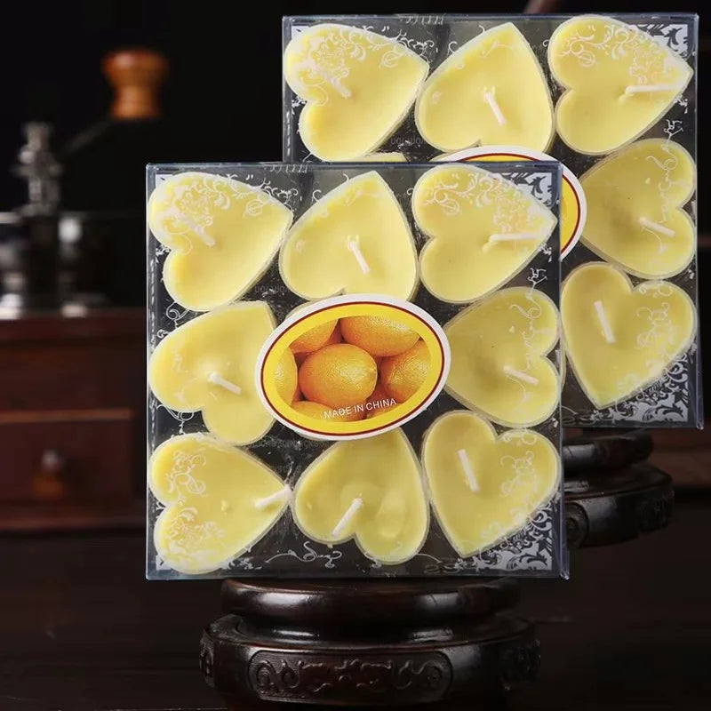 9pcs Heart-Shaped Scented Tea Light Candles Romantic Gift Set Decor