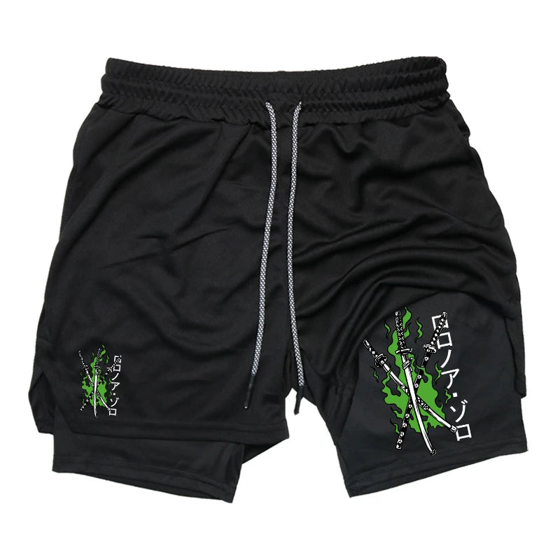 Men’s 2-in-1 Running Shorts Compression Gym Workout Phone Pocket Activewear
