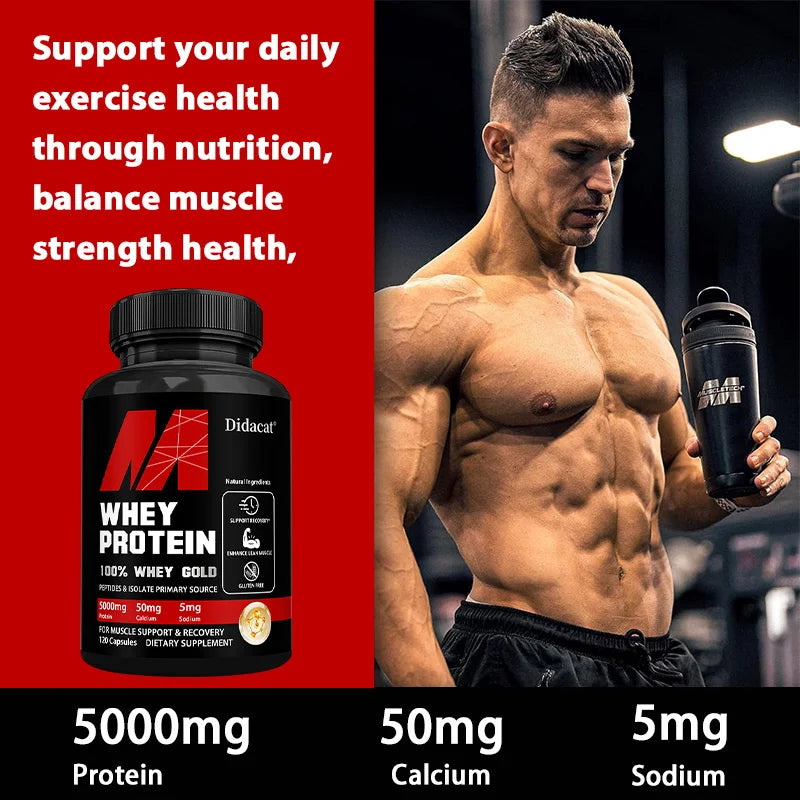 Whey Protein Capsules 5000mg Muscle Recovery Immunity Support Supplement