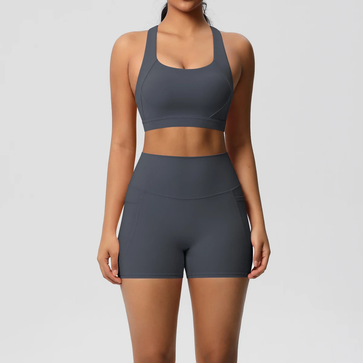 2PCS Women’s Yoga Set with Pocket Sports Bra & High Waist Leggings