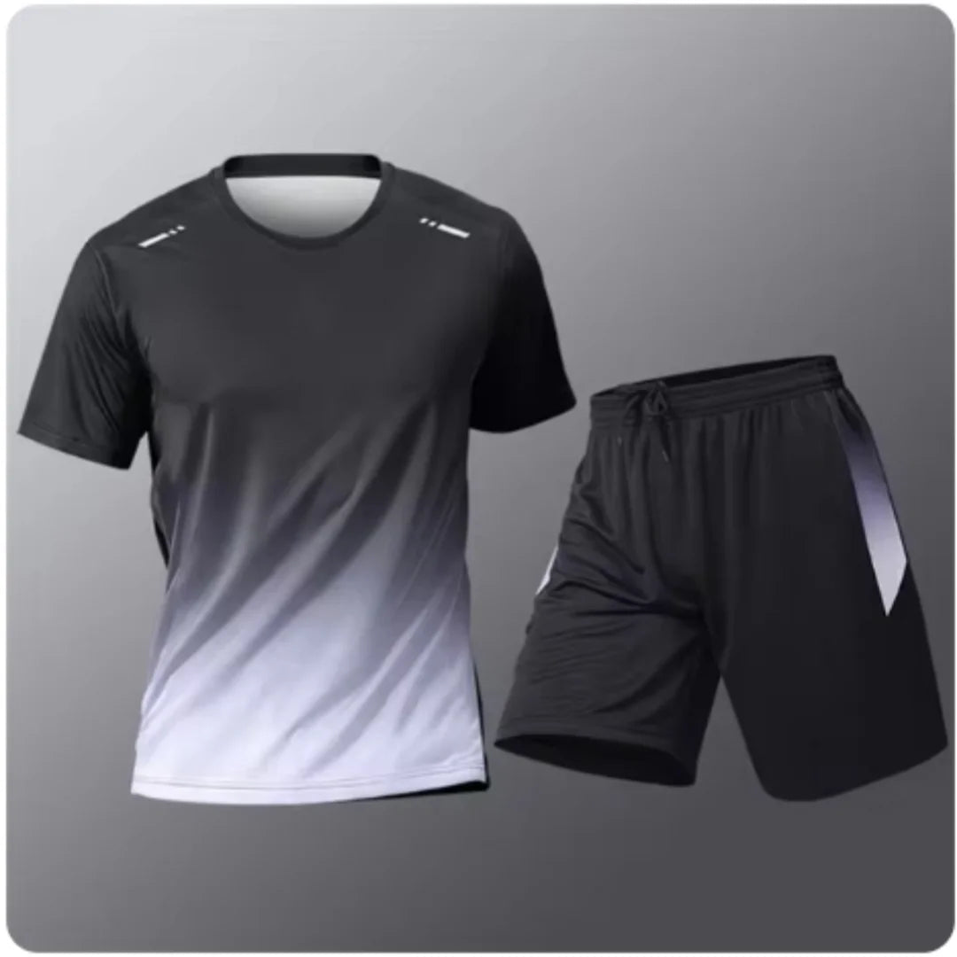 Men’s Summer Running Two-Piece Set Quick-Dry T-Shirt & Shorts Sportswear